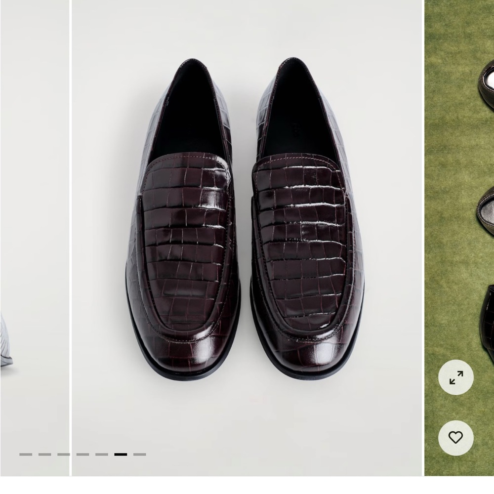 COS Dark Brown Crocodile Pattern Loafers